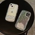 thumbnail image 4 of Compatible with iPhone 14 Pro Max Laser Quicksand Case Holographic Rainbow Bling Glitter Shiny Sequin Flow Transparent Soft Round Cute Unique Shockproof Protection Cover for Women Girls Heart, 4 of 13