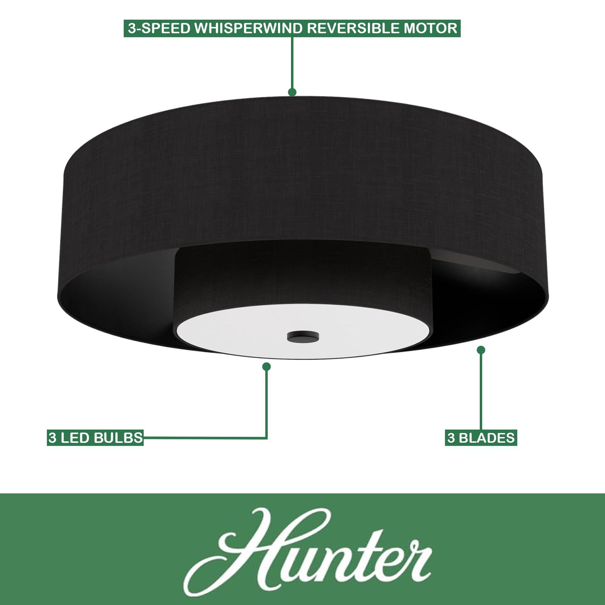 Restored Hunter Fan 30 inch Matte Black - Indoor Fandelier with Light, Remote, Modern-Style, Ceiling Fan for Living Room, Bedroom, Mudroom, Office, Kitchen (Refurbished)