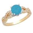thumbnail image 2 of 1.42 ct Round Cut Simulated Turquoise Solitaire with Accents Engagement Ring for Women in 18K Yellow/White Gold, 2 of 2