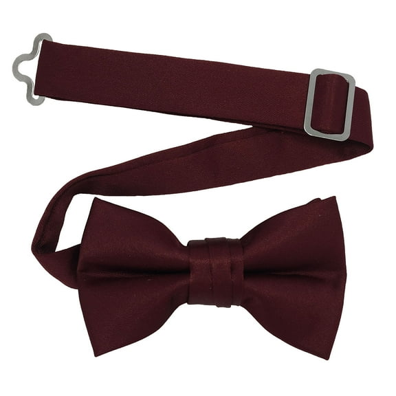 Boy’s Burgundy Formal Satin Pre-Tied Bow Tie in a Variety of Colors by Spencer J’s Signature Satin Collection