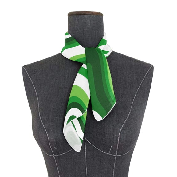 Square Scarf 24x24 Inch Deep Green Thick Lines Silky Satin Sun Protection Neck Scarf for Women Multi-Purpose Head Wrap Bandana for Hair Bag Decoration