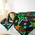 thumbnail image 4 of Feelyou Cute Stars Print Bedding Comforter Set for Teens, Kawaii Love Heart Twin Comforter Sets, Black Green Graffiti Reversible Bedding Set, Lightweight Room Decor, 2 Pieces, 4 of 8