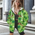 thumbnail image 3 of COEQINE Full Zip Up Sweatshirts Women's Long Sleeve Hoodie Oversized Soft Jacket with Pockets Shamrock Leprechaun Hat and Dog Green Print Fashion Casual Wear for St. Patrick's Day, XS, 3 of 7