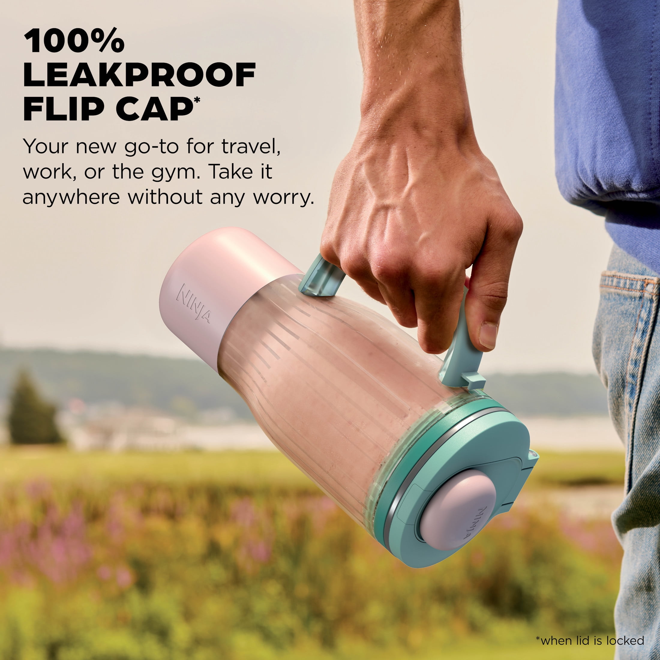 Ninja BlendBOSS 24-Oz Personal Blender, for Smoothies & Frozen Drinks, Travel Tumbler with LeakProof Lid and Chug Spout, Auto-iQ Technology, 1200 Peak Watts, DB300MT Mint Cotton Candy