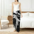 thumbnail image 4 of Easygdp Fluid Black White Paint Swirls Women's Drawstring Pajama Pants | Lounge Joggers Sweatpants | Comfy Sleepwear | Yoga Pants-, 4 of 6