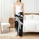 thumbnail image 4 of Balery Fluid Black White Paint Swirls Pantalones de pijama para mujer, pijamas ultraligeros, pantalones de estar por casa-Small, 4 of 6
