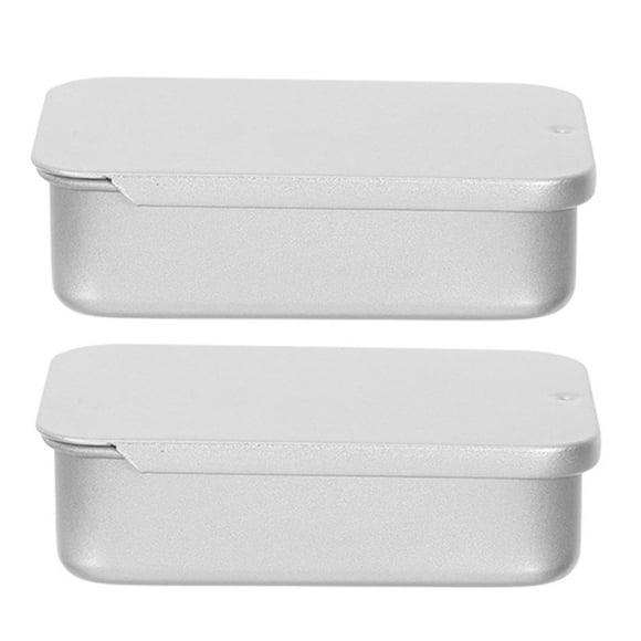 2Pcs Empty Metal Storage Containers Travel Portable Toothpick Holder Small Rectangular Tinplate Box with Sliding Lid for Candy and Trinkets