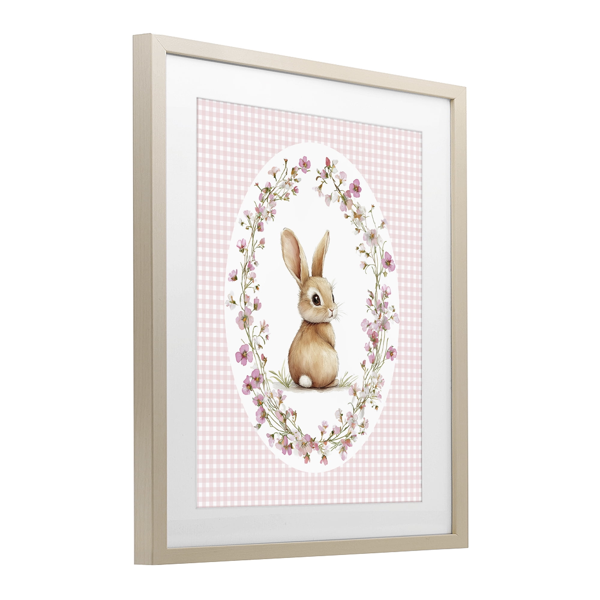 Stupell Industries Spring Gingham Rabbit Birch Framed Print Under Glass, design by Christine Simpson Art