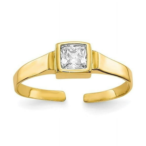 Finest Gold 10K Yellow Gold CZ Toe Ring