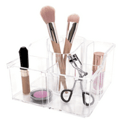 Equate Beauty Multi-Use Clear Makeup Organizer,  6 Compartments Skincare Cosmetic Storage