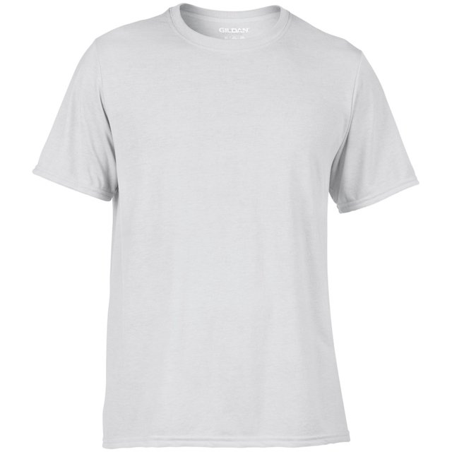 Gildan - Camiseta deportiva transpirable de manga corta para hombre - 100% poliéster (Blanco)