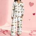 thumbnail image 5 of Womens Cotton Pajama Sets Cute Heart Print Long Sleeve Button Down Valentines Pajamas With Long Pants, 5 of 6
