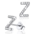 thumbnail image 1 of Pendientes pequeños de plata esterlina Silvora con inicial de circonita cúbica letra Z regalo de cumpleaños Navidad, 1 of 8