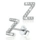 thumbnail image 1 of Pendientes pequeños de plata esterlina Silvora con inicial de circonita cúbica letra Z regalo de cumpleaños Navidad, 1 of 8