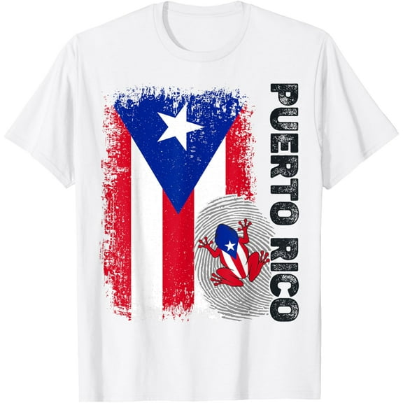 Puerto Rico Flag Hispanic Heritage Boricua Puerto Rican Frog T-ShirtMen and women, White T-shirt, size: Extra large