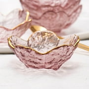 D-GROEE Cherry Blossoms Glass Appetizer Plates Tasting Dishes Dipping Bowls Mini Condiment Glass Flower Shape Saucer Bowl Dessert Baking Small Ramekins Snack Seasoning Salad Soy Oil