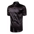 thumbnail image 1 of Camisa De Satén De Seda Morada Para Hombre, Manga Corta, Cor, 1 of 6