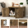 thumbnail image 4 of Demi Bonn 31.5" Cat Litter Box Enclosure, Hidden Cat Litter Box Furniture with Double Barn Doors, Hidden Cat Washroom with Removable Divider, Cat House, Brown, 4 of 7