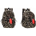 thumbnail image 3 of Fuzzy Cheetah Cute Backpack, Y2k Purse Fleece Chic Bookbag Trendy Aesthetic Coquette Daypack 90s Purse, 3 of 4