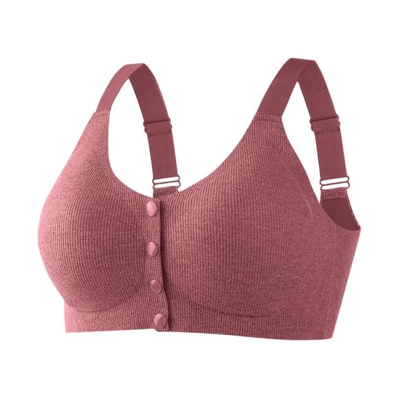 Kyusrd Front open bras for women Middle-Aged Elder Woman Wirefree Bra Front Button Closeure Soft Cotton Bra for Mom Grandma Gift Bra