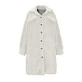 thumbnail image 5 of Wensltd Lapel Collar Plush Coat for Women Solid Color Button Front Casual Fall Winter Outerwear, 5 of 9