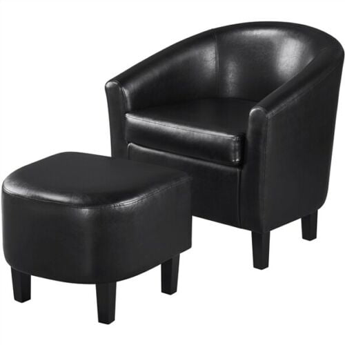 Faux Leather Club Chair And Ottoman Set, Leather Club Chair And Ottoman