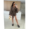 thumbnail image 2 of AURA Women V Neck Lace Long Sleeve Dress Loose Fit Casual Elegant Fall Mini Dress, 2 of 7