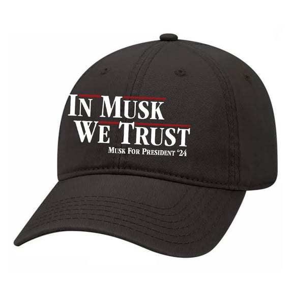 In Musk We Trust Elon for President 2024 Funny Men's Embroidered Twill Dad Hat Adjustable Baseball Cap, Black