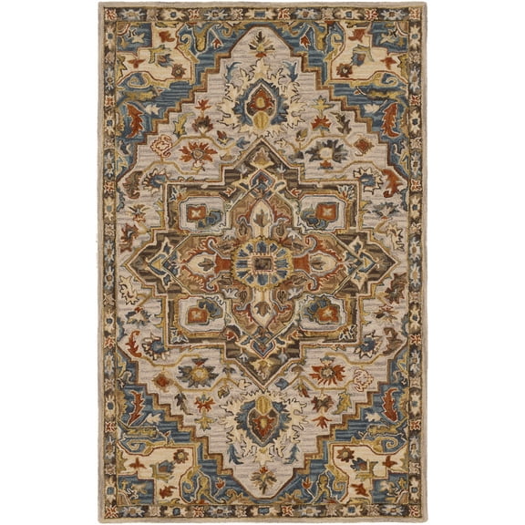 BoutiqueRugs Birtley Traditional Area Rug - Rust, Blue, Slate Blue - 2' x 3'