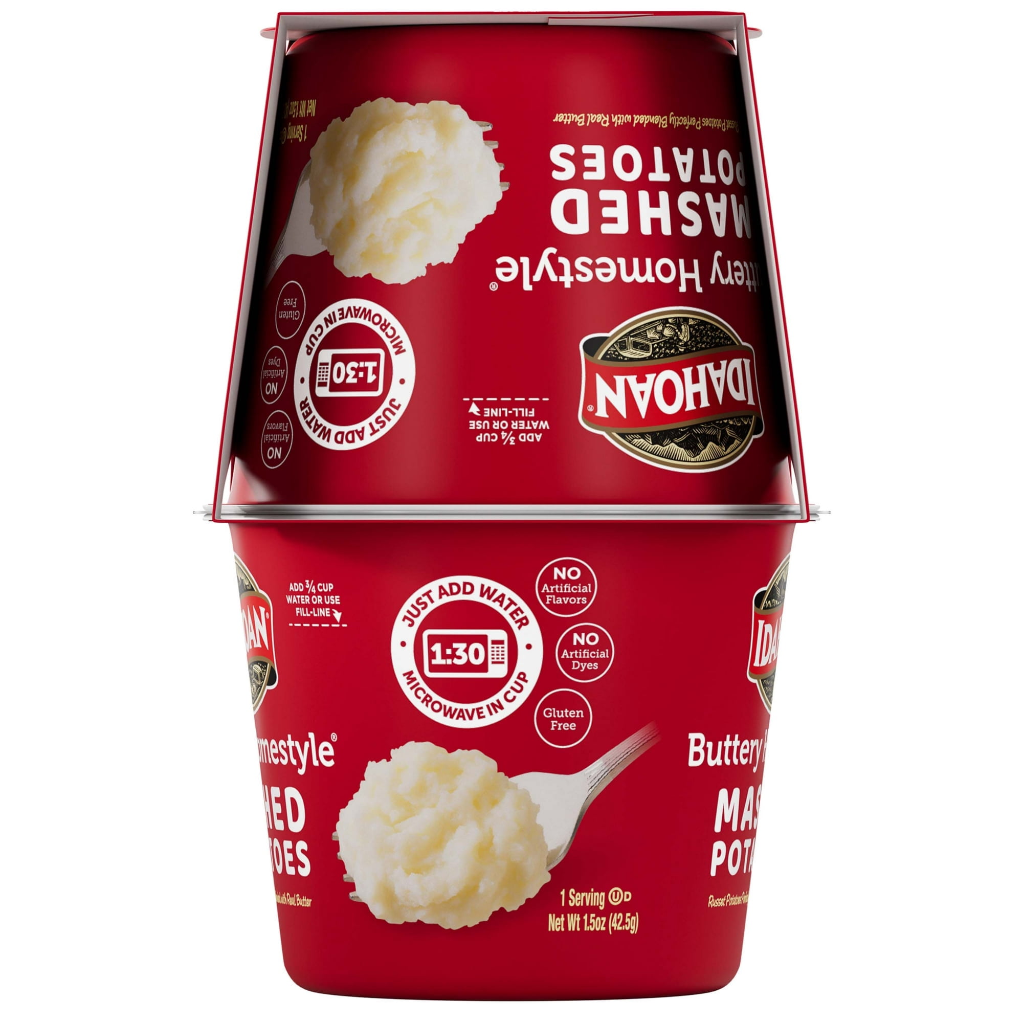 Idahoan Buttery Homestyle Mashed Potatoes Cups, 1.5 oz, 4 Count