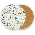 thumbnail image 5 of GZHJMY Printed Round Multicolored Rocks On White Ceramic Coasters with Cork-Backed for Coffee Drink Cup Mat Absorbent Stone Coaster, 4 Pack, 5 of 5