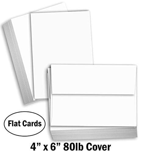 Hamilco White Cardstock Thick Paper - Blank Index Flash Note & Post Cards - Greeting Invitations Stationary 4 X 6" Heavy Weight 80 lb Card Stock for Printer 100 Pack with Envelopes
