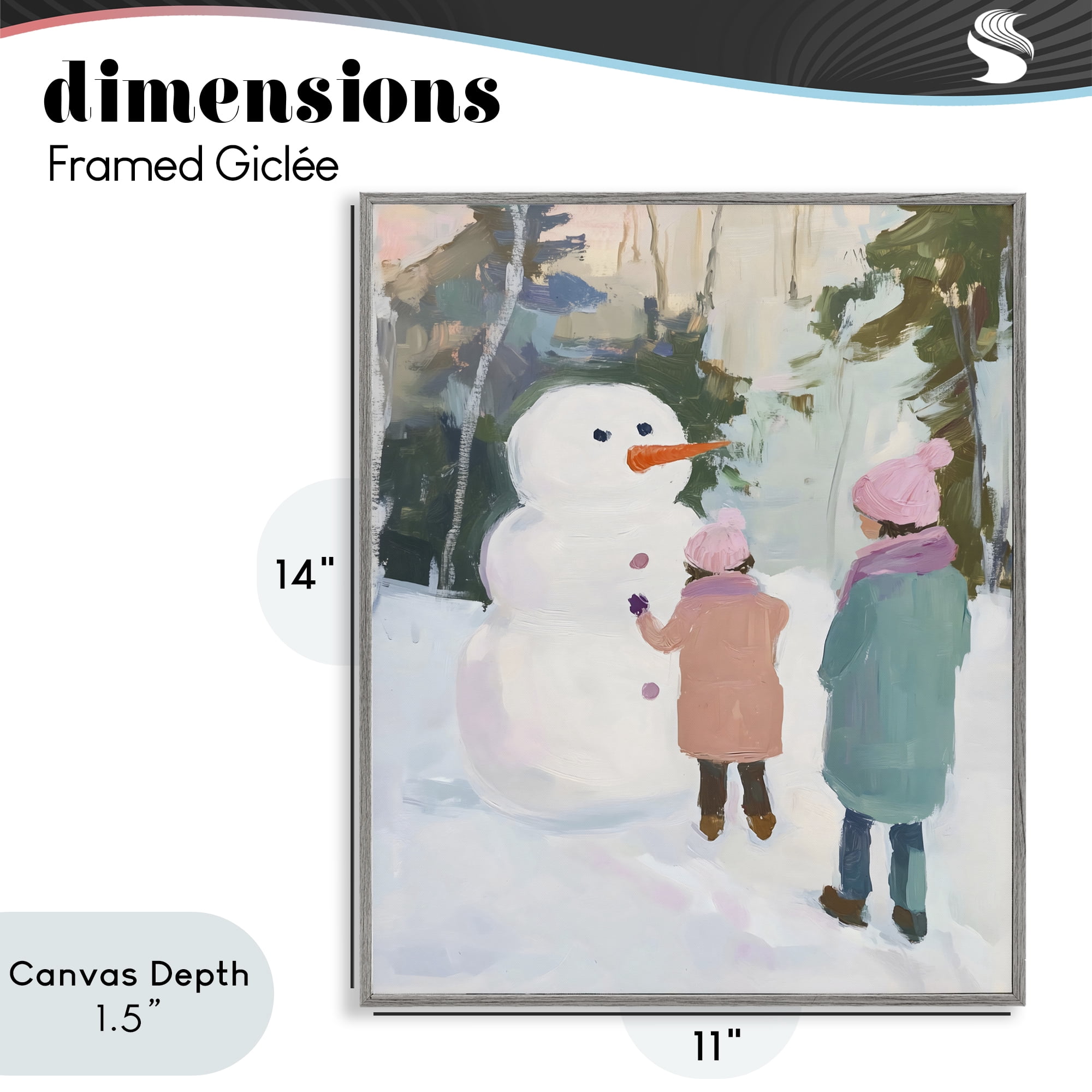 Stupell Industries Two Girls With Snowman Gray Framed Giclee Art, design by The Prints Vibe