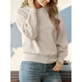 thumbnail image 4 of Women Striped Sweater Long Sleeve Fall Round Neck Pullover Knit Tops Cute Casual Oversized Y2K Clothes Solid Apricot L, 4 of 9