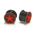 thumbnail image 2 of Black with Red Star Double Flared Tunnels 2 Pieces (1 Pair) (B/18) (3/4" (19mm)), 2 of 3