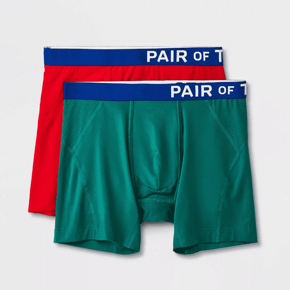 Pair of Thieves Men's Super Cool Boxer Briefs 2pk - (Green/Red, Small)