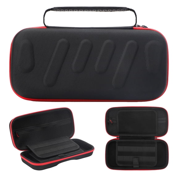 EEEkit Carrying Case Compatible withNintendo Switch 2, Hard EVA Travel Bag with 24 Game Card Slots and Accessory Storage, Red Zipper