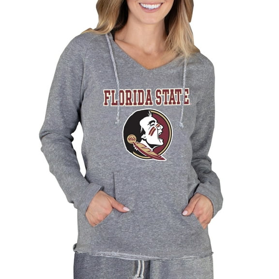 Women's Concepts Sport Gray Florida State Seminoles Mainstream Lightweight Terry Pullover Hoodie