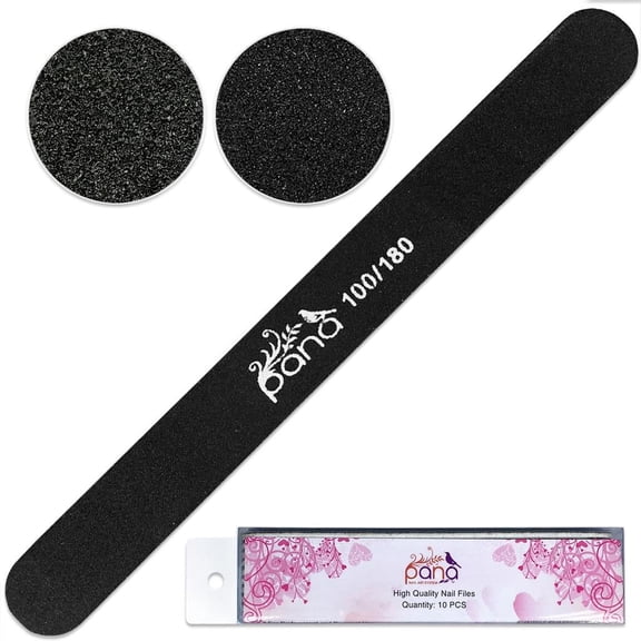 Pana High Quality Round Black Nail Files Grit 100/180 (10pcs)