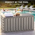 thumbnail image 4 of 180 Gallon Resin Deck Box, Outdoor Lockable Storage Container for Patio Cushions, Garden Tools, Pool Supplies, Toys, Water Resistant and UV Resistant, Reinforced Rib Design, Built-in Wheels, Gray, 4 of 9