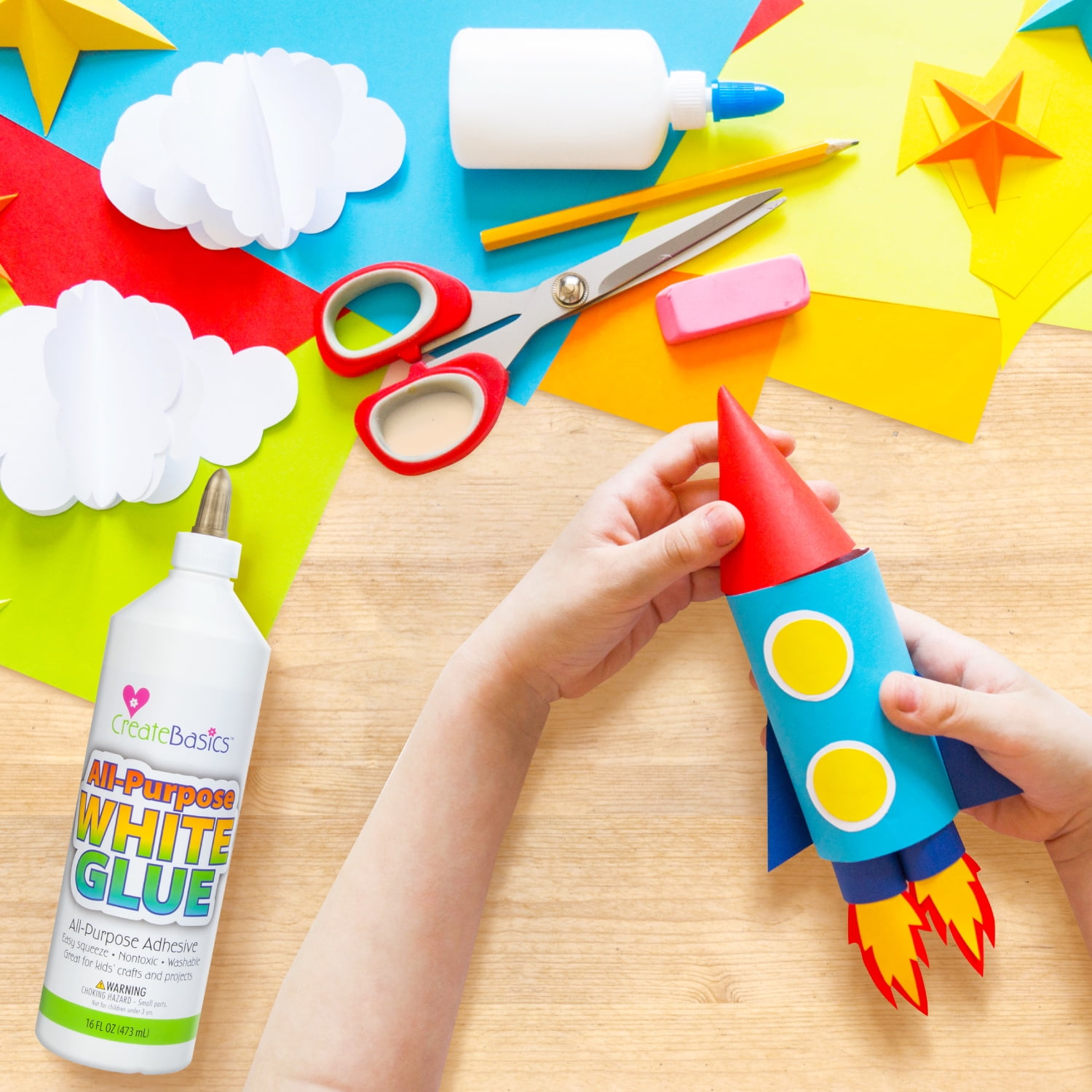 Create Basics All-Purpose Clear Glue 16 fl oz, Great For Kids