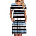 thumbnail image 1 of Fshaion Robe d'Été pour Femmes 2024 Grande Taille Décontractée à Col Rond à Manches Imprimé Floral avec Poche Robe Ample Longueur Genou Liquidation à Moins de 10!, 1 of 4