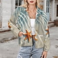 thumbnail image 3 of Jackets for Women Winter Coat Jackets Flannel Stand Collar Jacket(Starfish Beach Pattern,Size:S-4XL), 3 of 7