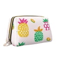 thumbnail image 2 of Large Clutch Leather Makeup Bag, Pink Watercolor Pineapple Doodle Travel Toiletries Bag, Ladies Cosmetic Storage Bag, 2 of 8
