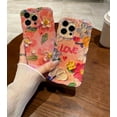thumbnail image 5 of for iPhone 13 Pro Max Case, Colorful Retro Oil Painting Printed Flower Laser Glossy Pattern Cute Curly Wave Edge Exquisite Phone Cover Stylish Durable TPU Protective Case (Peach), 5 of 16
