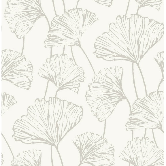 A-Street Prints Reverie Silver Ginkgo Wallpaper