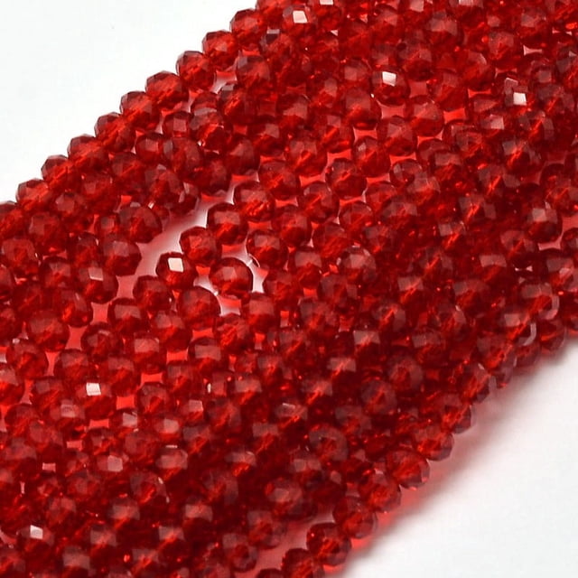 Faceted Rondelle Transparent Glass Beads Strands Dark Red 3.5x2mm Hole: 0.5mm about 148pcs/strand 14.9 inch