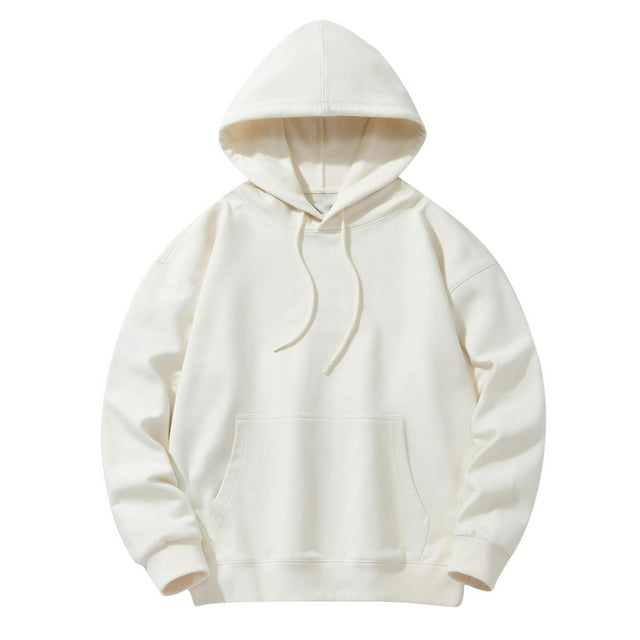 Yuyuzo Mens Hoodies Solid Color Long Sleeve Fashion Pullover Tops Drawstring Sweatshirt with Pocket