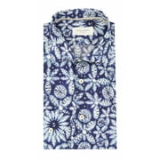 Tintoria Mattei 954 Men's Blue Cotton Button Up Tie Dye Shirt Dress - 40-15.75 (M)