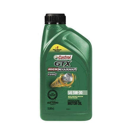 (3 Pack) Castrol GTX High Mileage 5W-30 Synthetic Blend Motor Oil, 1